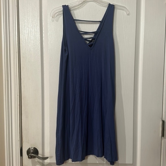 Poof! Size small, sleeveless lace, neckline, front and back blue dress - Picture 1 of 4